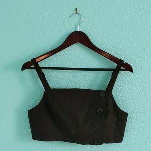 UO Black Button Crop Top